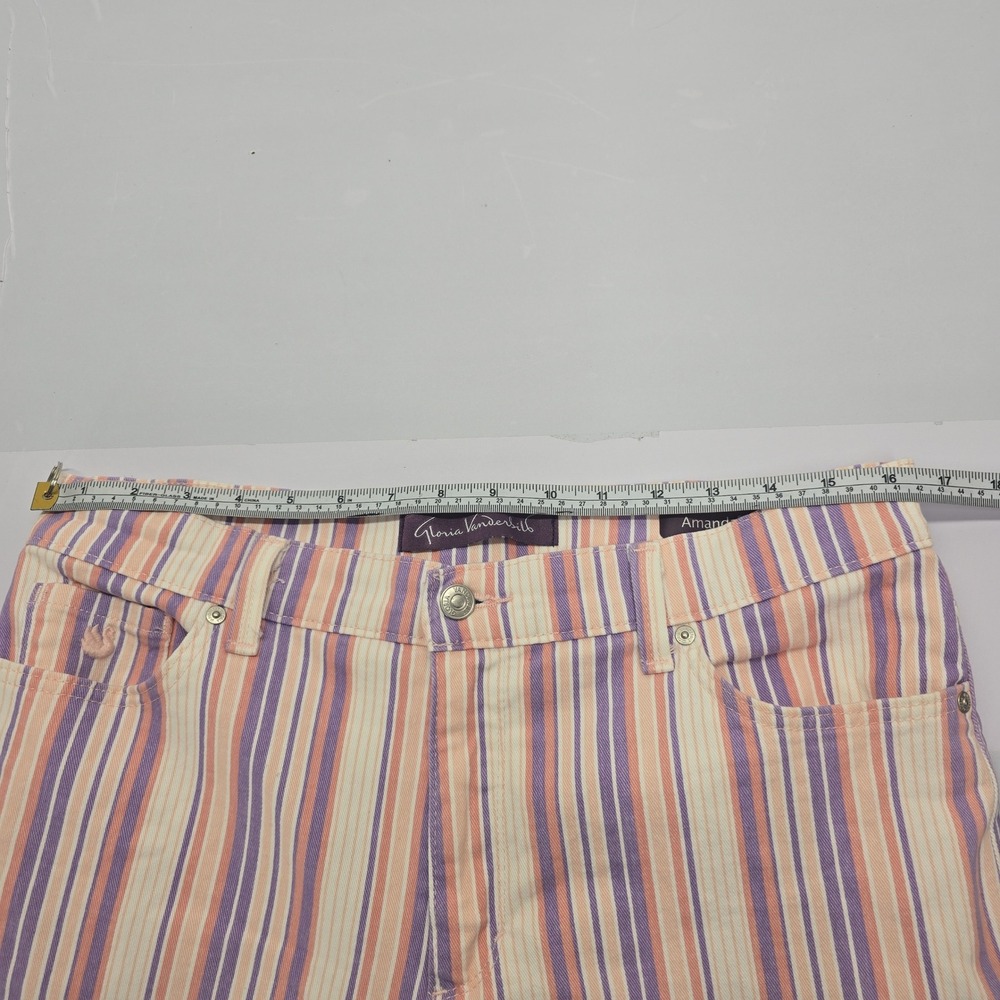 Gloria Vanderbilt Amanda Striped Capri Pants Womens 12 Purple Orange White Crop - Picture 4 of 6